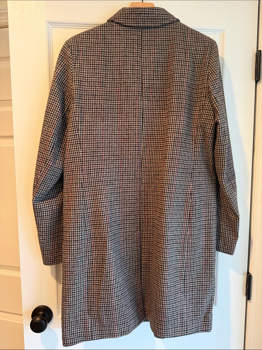 Lauren Ralph Lauren Houndstooth Single-Breasted Wool Coat - Black & Brown - Picture 4 of 6